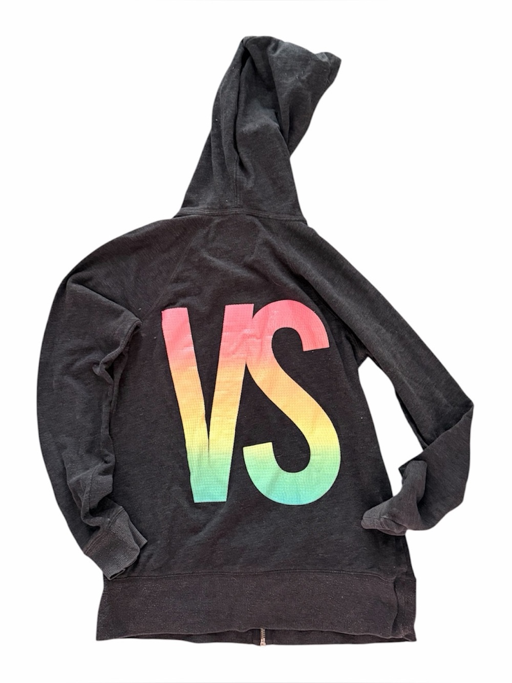 Victorias Secret Black Hoodie with Pastel Ombre on the Back